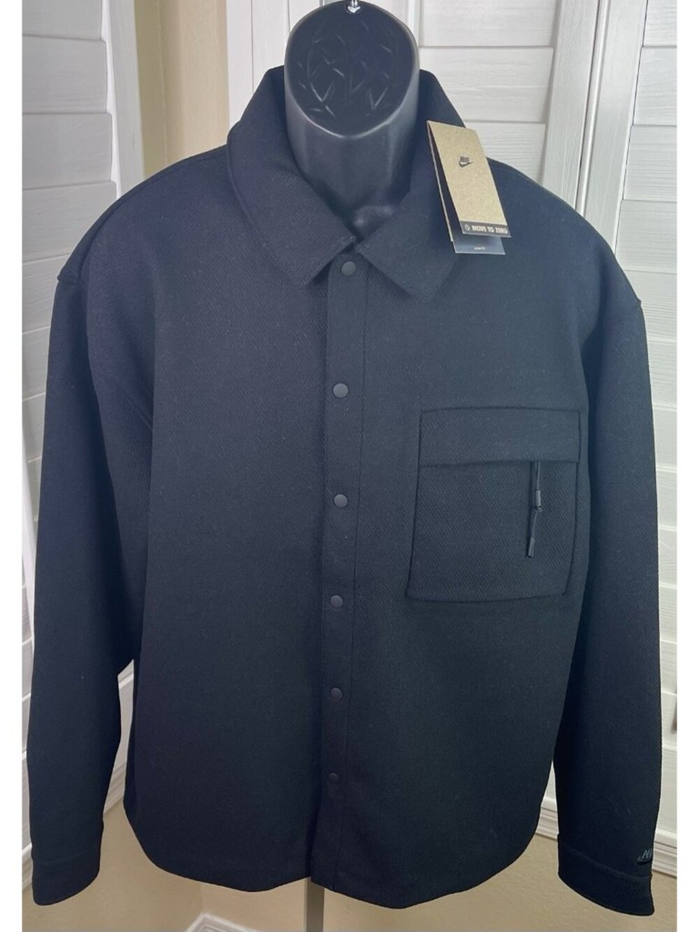 Nike Sportswear Wool Blend Button Up Black Jacket HF0132-010, Men’s M - NWT $160